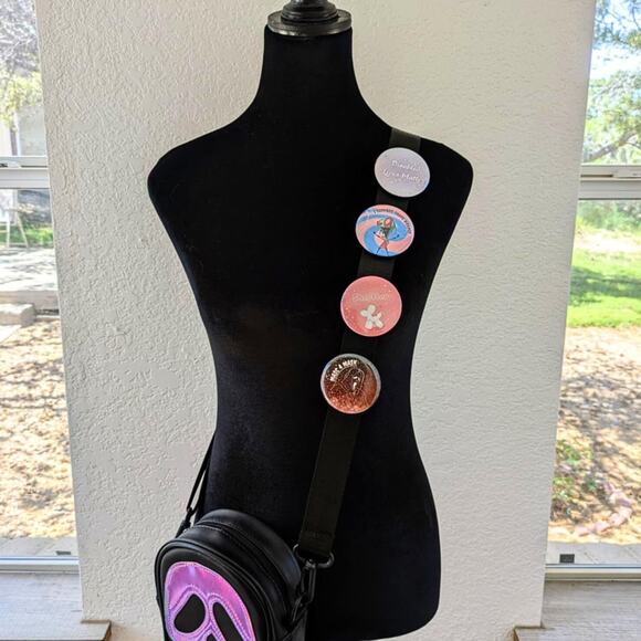 Handmade | Iridescent Sparkle Invader Zim Trans Pride Pin / Button Alt Emo Y2K - Picture 3 of 3